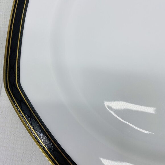 Christopher Stuart BLACK DRESS Y009 China Octagonal Gold Trim Dinner Plate Set 3 - Picture 12 of 14
